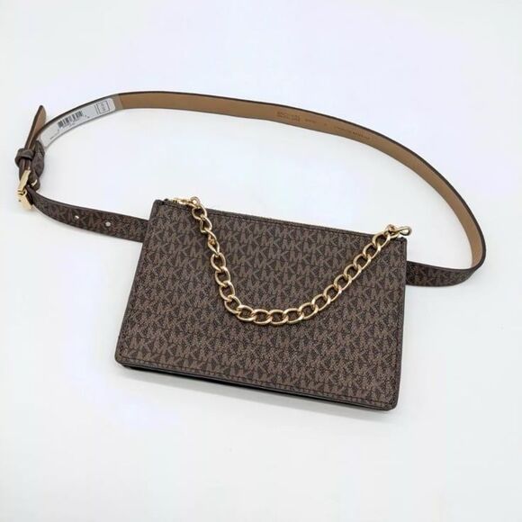 NEW Michael Kors monogram chain detail belt bag - Picture 1 of 6